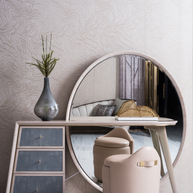 MG 當(dāng)代輕奢主臥室家具 梳妝臺(tái)梳妝鏡LED燈 三件套